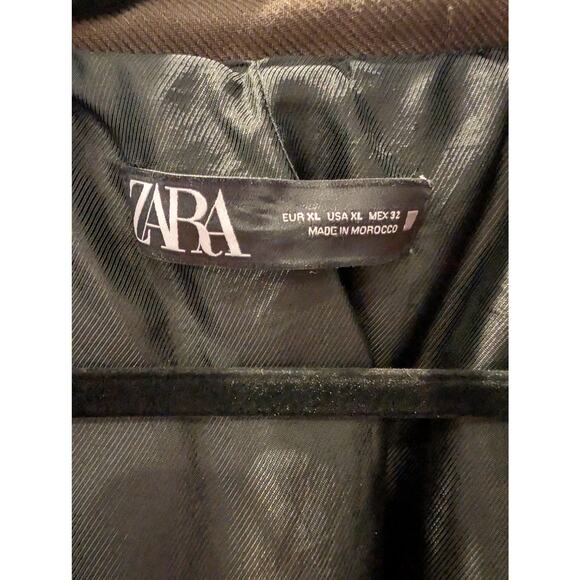 ZARA Oversized Brown Longline Coat Wool Look Lined Womens XL Pea Coat Winter - Picture 4 of 7